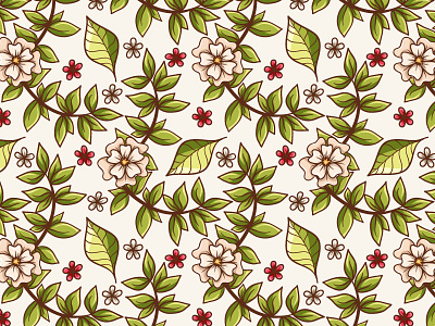 Flowers pattern background flower green leaves pattern summer wallpaper