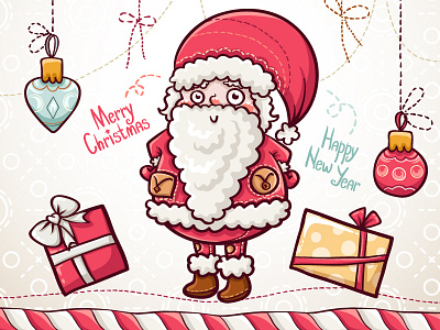 Santa cutie art card christmas greeting holiday illustration merry christmas new year santa vector