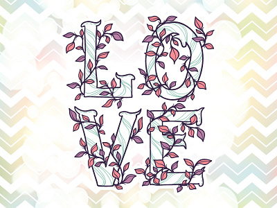 Love background doodle floral illustration leaves letters love spring valentines day wallpaper