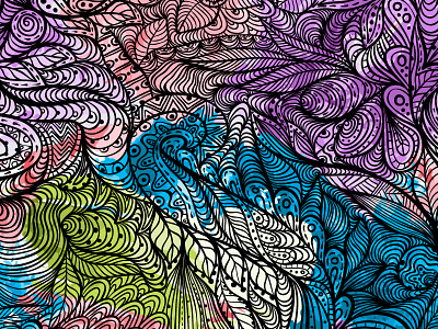 Watercolor Doodles doodle flow seamless pattern watercolor waves