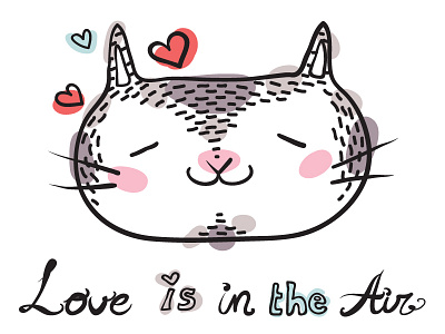 Cat In Love Illustration