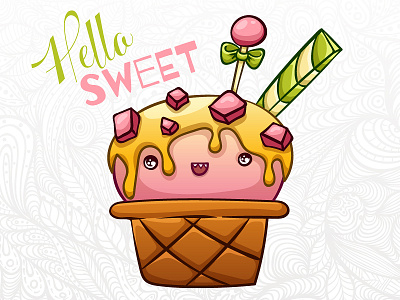 Ice Cream cartoon character cute doodle emotions ice cream illustration illustrator vector