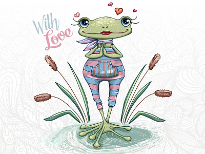 Frog In Love art draw frog illustration love summer vector