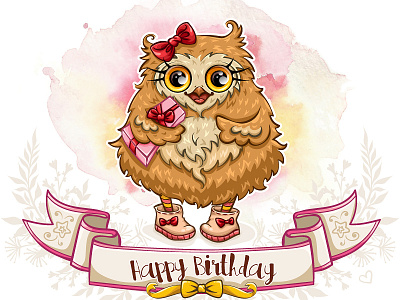 Happy Owl animal bird character cute design happy illustration illustrator owl vector