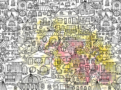 Hand Drawn City art city hand drawn house illustration landscape pattern vector