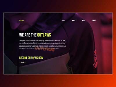 ESports Team Landing Page branding design esport esports gaminglandingpage landingpage outlawslandingpage ui webdesign