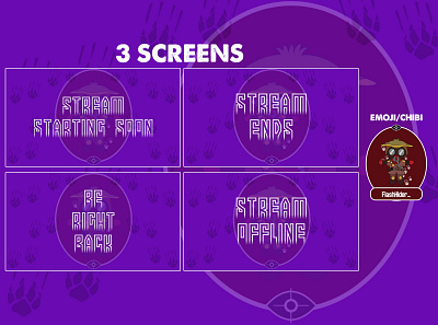 Twitch Streamer Pack chibi design illustration overlays twitch twitch overlay typography vector