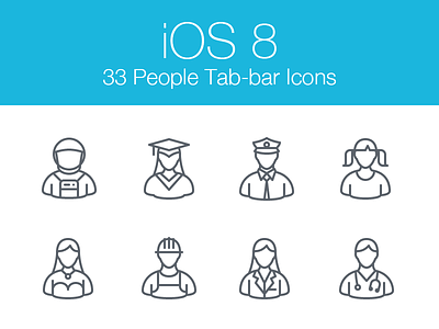 iOS 8 People Icons icons ios 8 ipad iphone people professions tab bar thin icons toolbar users
