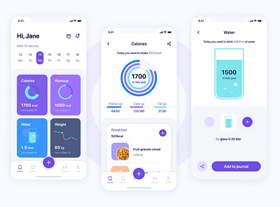 Calory Guard - calories and fitness tracker app redesign app branding design illustration logo typography ui ux vector website