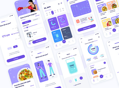 Calory Guard - calories and fitness tracker app redesign app branding design illustration logo typography ui ux vector website