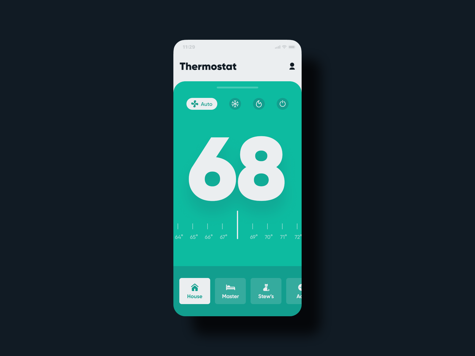 UI 007 - Settings 007 animated animation app daily 100 daily challange daily ui daily ui 007 figma horizontal scroll icons minimal minimalistic principle settings simple thermostat transition ui ux