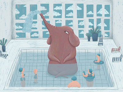 At the swimming pool book illustration children book illustration childrens illustration digital art digital drawing digital illustration digital painting elephant happy art illustration kidlitart kidlitartist kids illustration photoshop swimming pool swimmingpool