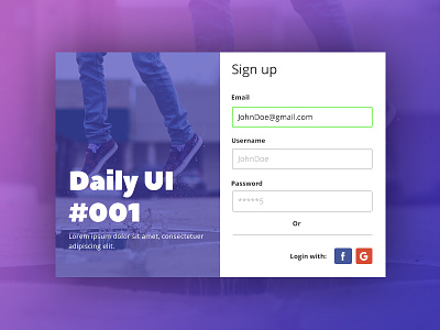 Daily UI #001 001 dailyui001 form sign up form