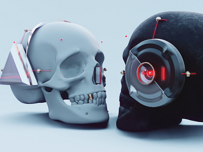 Silent MODE - 2 headphone models together. 3d 3dart art blender concept concept art industrial product product design skull