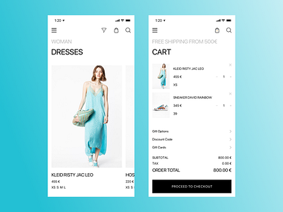 Fashion Store iOS App Design app cart catalog clean design fashion ios minimal white