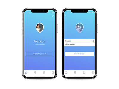 Design for TYF Tracking App android app app design blue clean clean ui ios tracking tracking app white