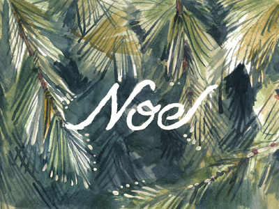 Noel branches card christmas fir holiday noel painting tree type watercolor