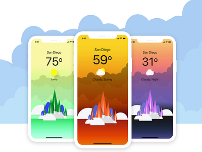 Weather Mobile App adobe illustrator adobe xd app illustration