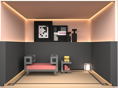 Small Sitting Area interiordesign magicavoxel voxel voxelart