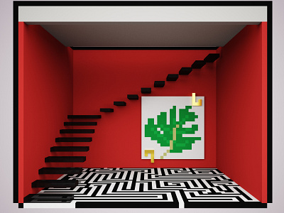 See-thru Stairs interiordesign magicavoxel stairs voxel voxelart