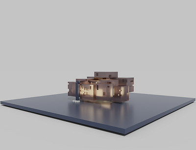 Float House 3d architectural balsa wood magicavoxel model voxel voxelart