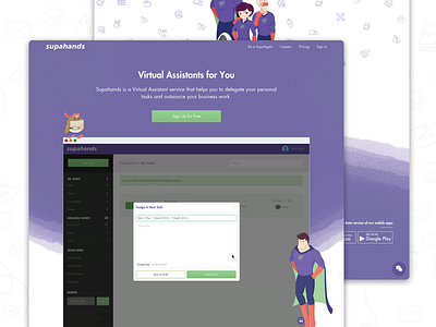 Supahands' Brand New Page assistant illustration landing page malaysia startup supahands virtual visual