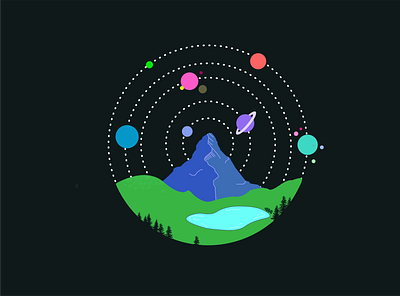 Solar System Illustration adobe adobe xd adobexd earth illustration mountain mountains solar space system tree