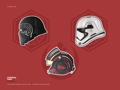Star Wars Character Helmets Collection - Vector Illustrations.