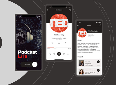 Podcast Listening app app listeng play podcast ui