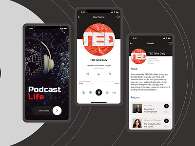 Podcast Listening app app listeng play podcast ui