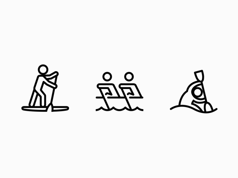 water sport animated icons animated animation art artwork canoe design icon illustration oar people row boat sport sup ui vector water sports web
