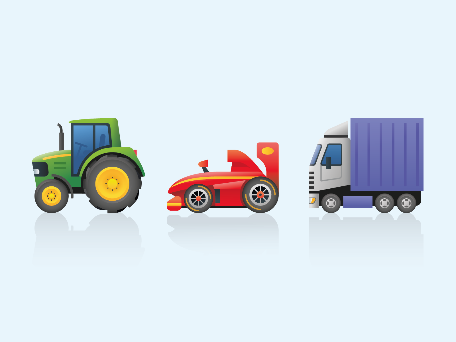 Emoji transport 5 articulated car design emoji f1 icon illustration lorry racing racing car tractor transport ui ux vector web