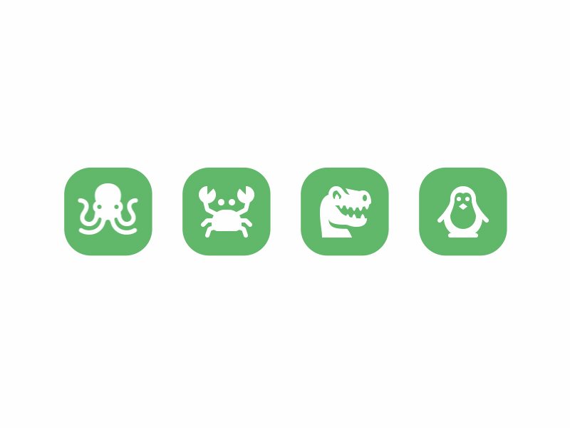 ios glyph animated icons animated icons animation crab design dinosaur icon motion octopus pinguin ui ux vector web