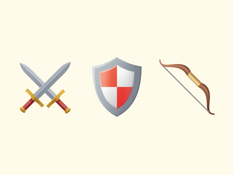 vector emojis animated animation arrow bowl design emoji game gif icon illustration medieval shield sword ui ux vector war weapon web