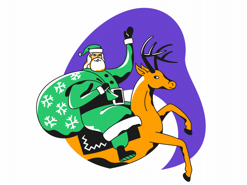 santa animated animatedgif animation artwork card christmas congratulation deer design gifts greeting holiday illustration new year santa snowflake vector web