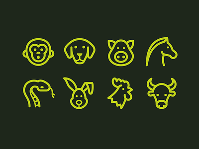 fluent system icons animals astrology chinese design dog horse icon monkey outline ox pig pixel perfect rabbit snake ui ux vector web zodiac