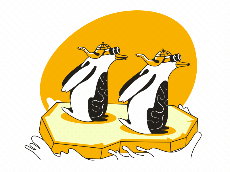 springtime animals animated animation calm design fly gif ice illustration penguins pilots sailing spring ui ux vector web