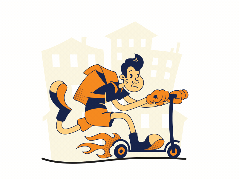 delivery animated animation artwork cartoons courier delivery design gif illustration man people rubberhose scooter speed ui vector web