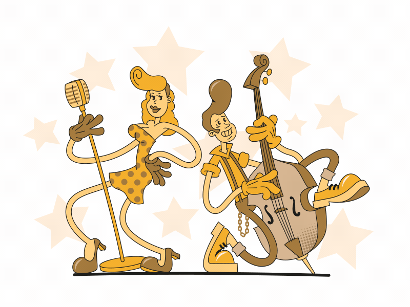 music band animation band cartoon design gif illustration looney music retro rock rock n roll rockabilly rubber hose ui ux vector web