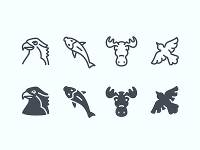 Wildlife ios icons animals bird design fish icon design icons illustration ios line art moose osprey ui vector wildlife