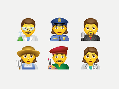 Emoji people part3 art artist artwork design doctor emoji emotions farmer girl icon illustration man people policeman scientist singer ui vector web woman