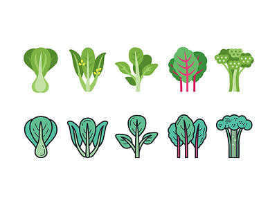 color greens art artwork bok choy brocollini design fresh gailan greens icon illustration salad ui vector vegan veganism vegetables web