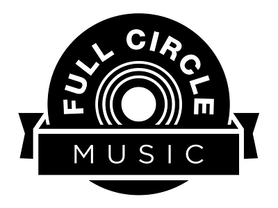 Full Circle Music Logo black and white logo design logo design music branding music logo record label logo