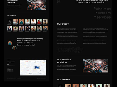 About Us Page Redesign for Pertinence Group about us clean contact us dark mode design landing page our team ui web design