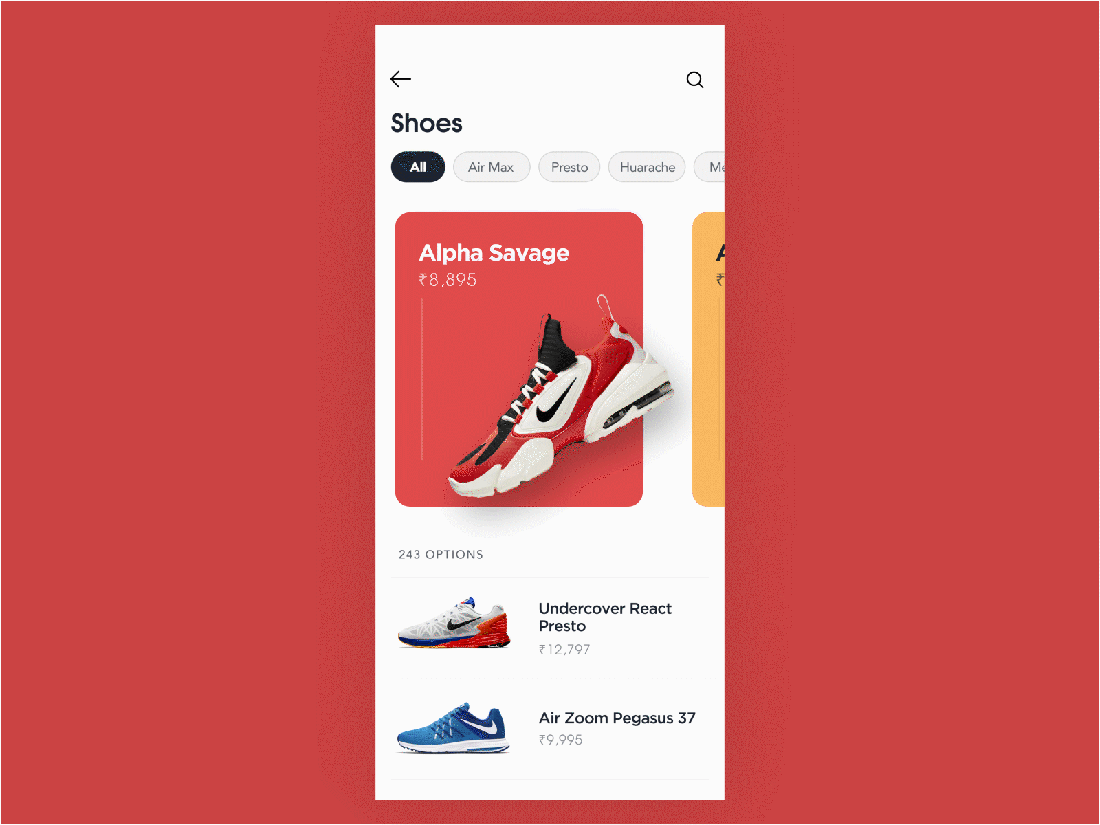 Footwear listing show case - Animation / Mockup