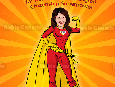 Internet Supergirl / Super woman caricature cartoon cartoon portrait character digital painting digitalart illustration mascot logo vector vector portrait