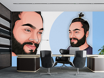 Cartoon portrait wall