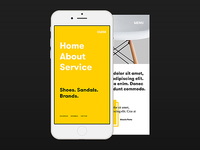 Mobile Menu bold clean menu minimal web design yellow
