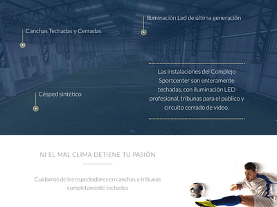 Landing Sportcenter complejo deportivo football footballpitch webdesign