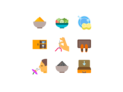 Housekeeping Icons in Color Style flat icon design icons icons pack vector